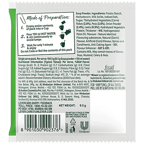 Knorr mixed vegetable soup 9.5g