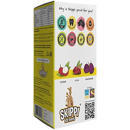 Skippi Ice Pops Natural Icepops - Lychee, Raspberry, Cola, 384 ml