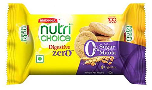 Britannia NutriChoice Digestive Zero High Fibre Biscuits | With 0% Added Sugar & Maida,100 gms/120 gms (Weight may vary)