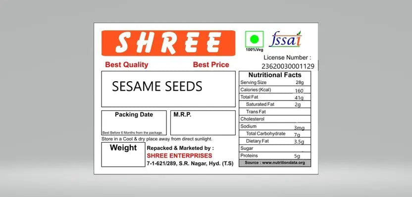 SHREE SESAME SEEDS (TILLI) 500 GRAMS Sesame Seeds (500 g)