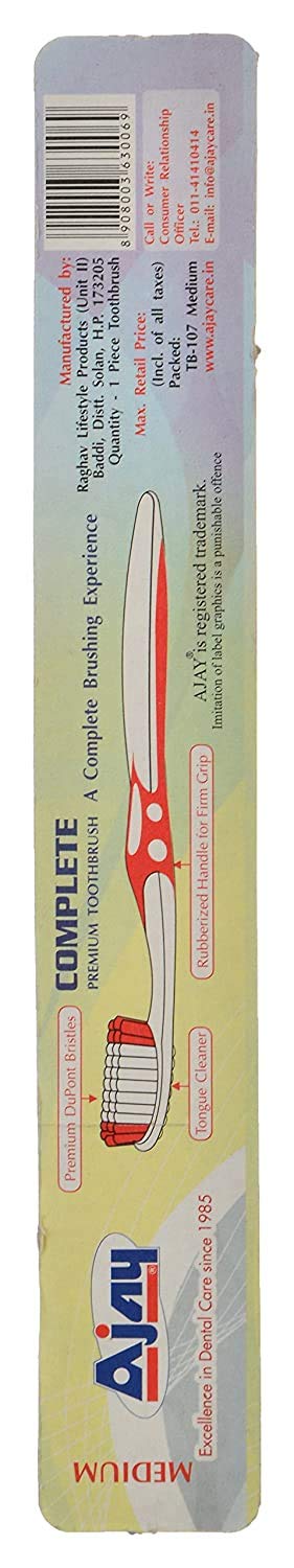 Ajay Plastic Complete Manual Toothbrush (Medium) - Set of 12