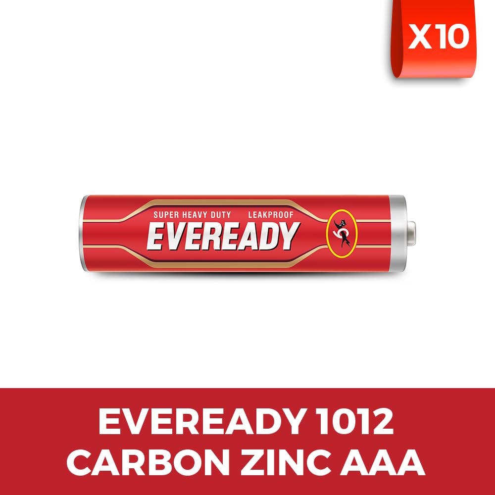 Eveready Carbon Zinc AAA Batteries | Pack of 10 | 1.5 Volt | Highly Durable & Leak Proof | AAA Battery for Household and Office Devices
