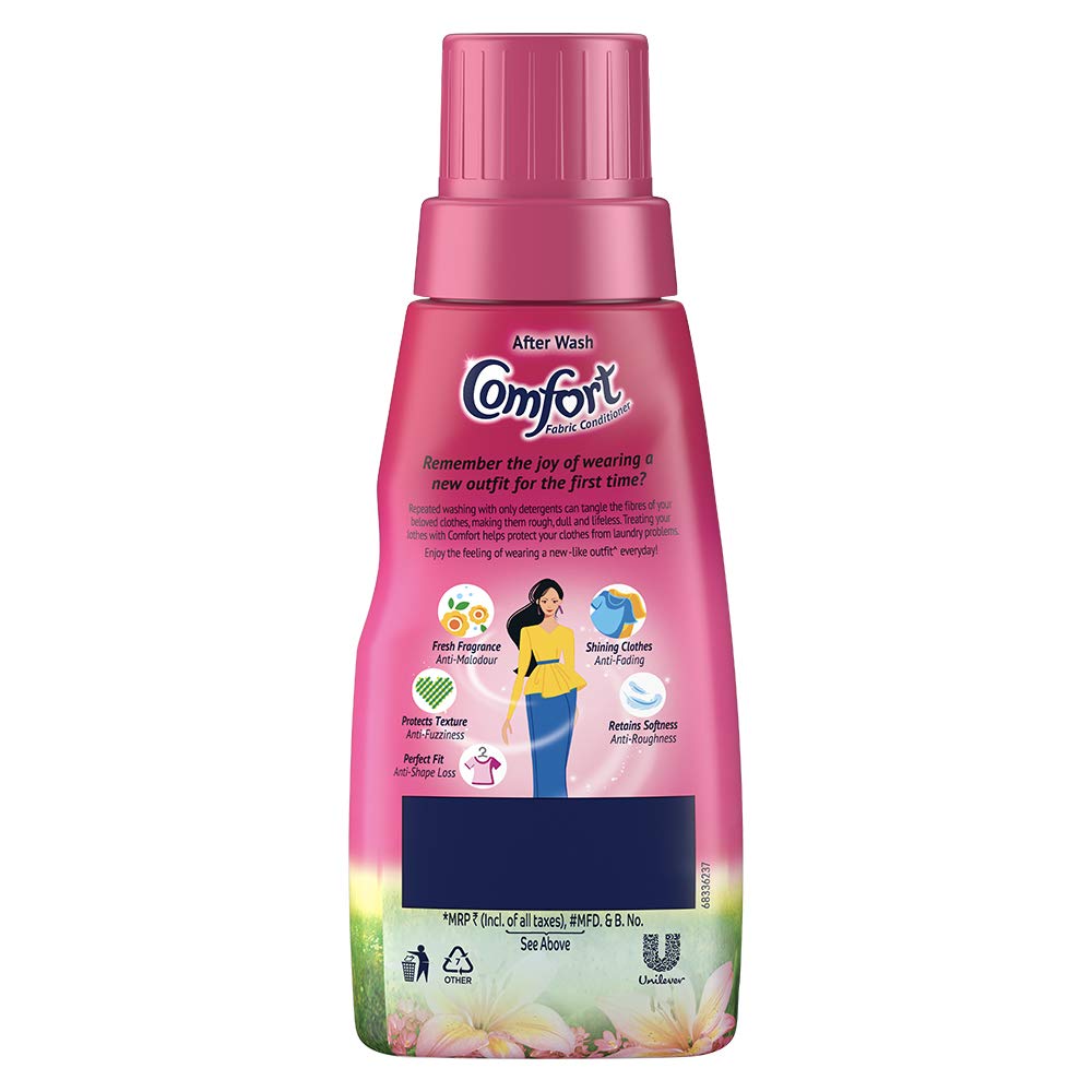 Comfort After Wash Lily Fresh Fabric Conditioner (Fabric Softener) - For Softness, Shine And Long Lasting Freshness, 220 ml