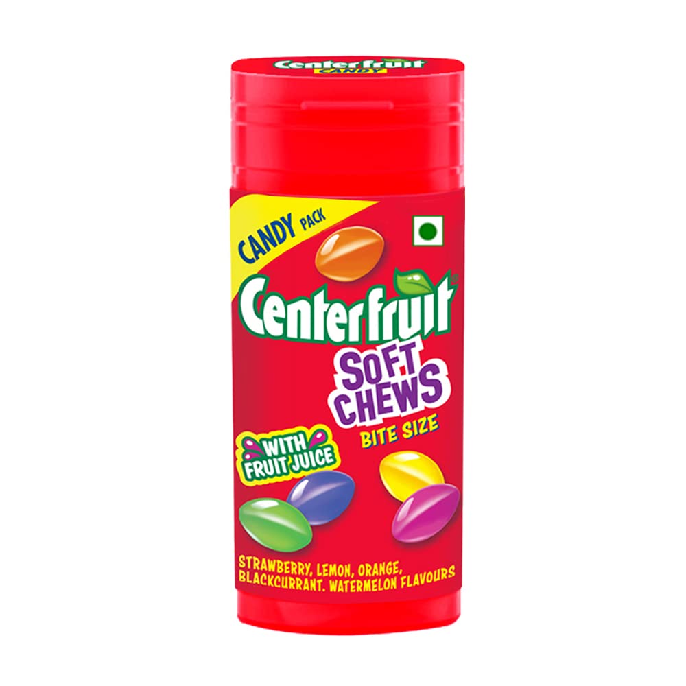 CENTER FRUIT Soft Chews, Assorted Flavour Candy Pocket, 33 Grams