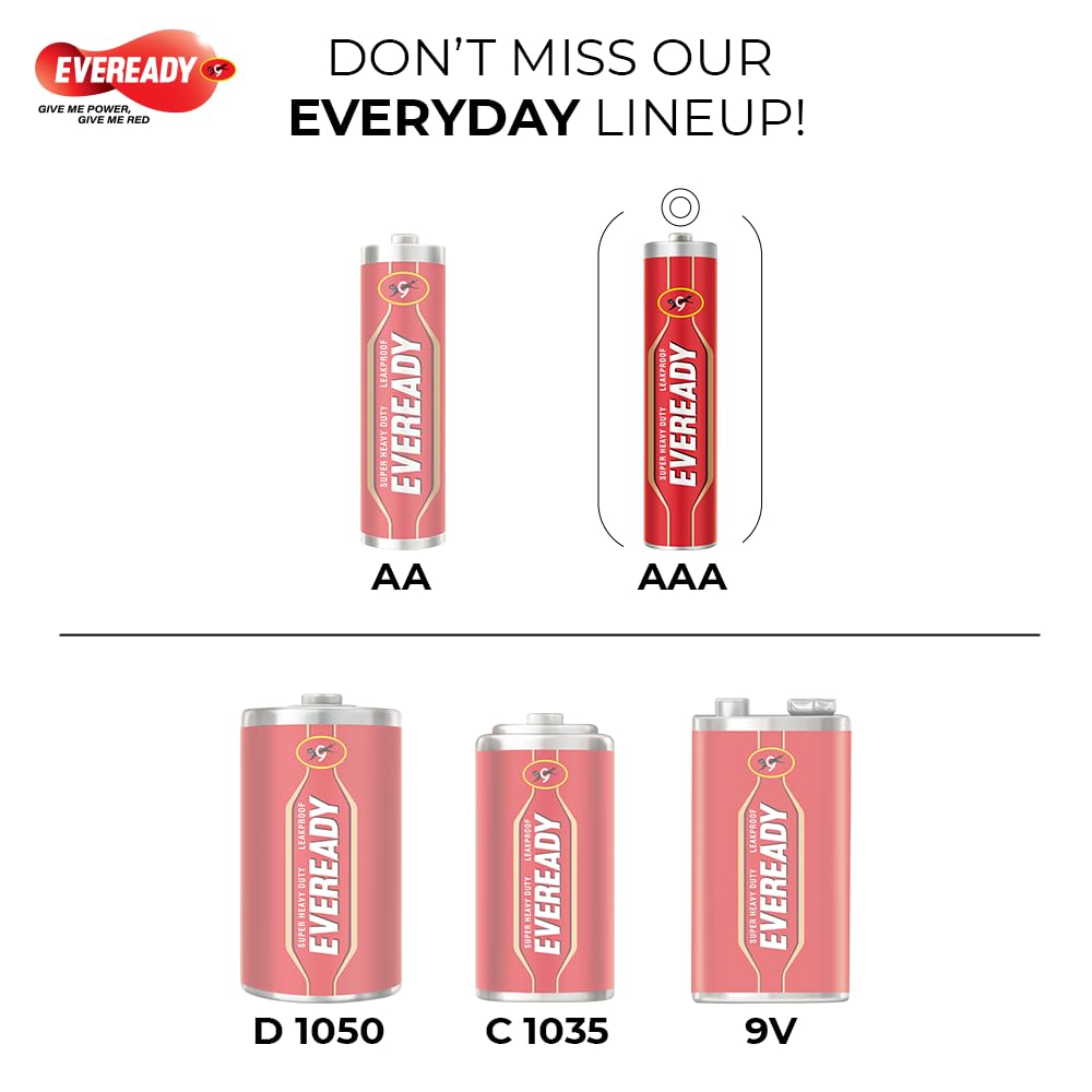 Eveready Carbon Zinc AAA Batteries | Pack of 10 | 1.5 Volt | Highly Durable & Leak Proof | AAA Battery for Household and Office Devices