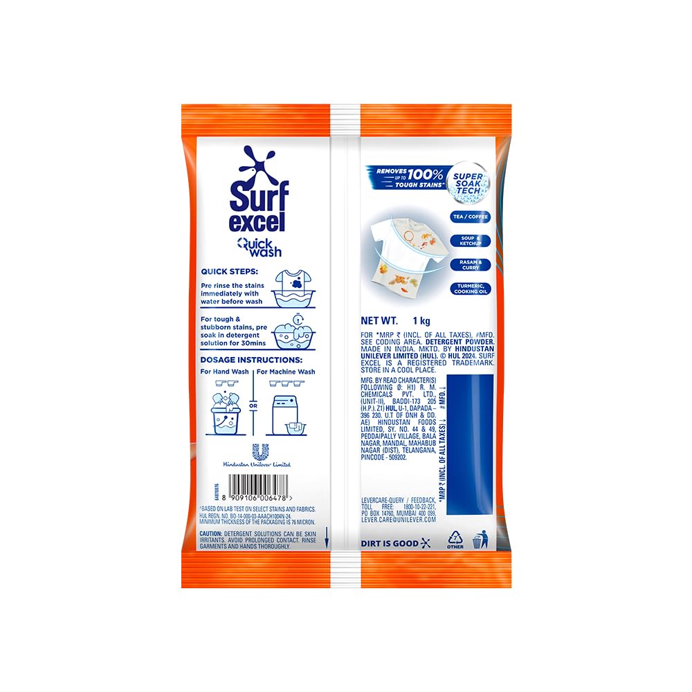 Surf Excel Quick Wash Detergent Powder 1 kg