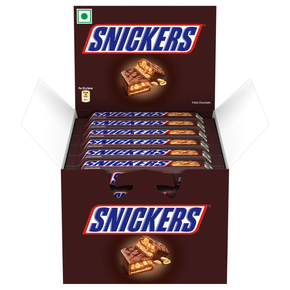 Snickers Peanut Filled Chocolate Bar, Loaded with Delicious & Nutritious Roasted Peanuts, Nougat & Caramel, Nutty Chocolate Treat for Sharing