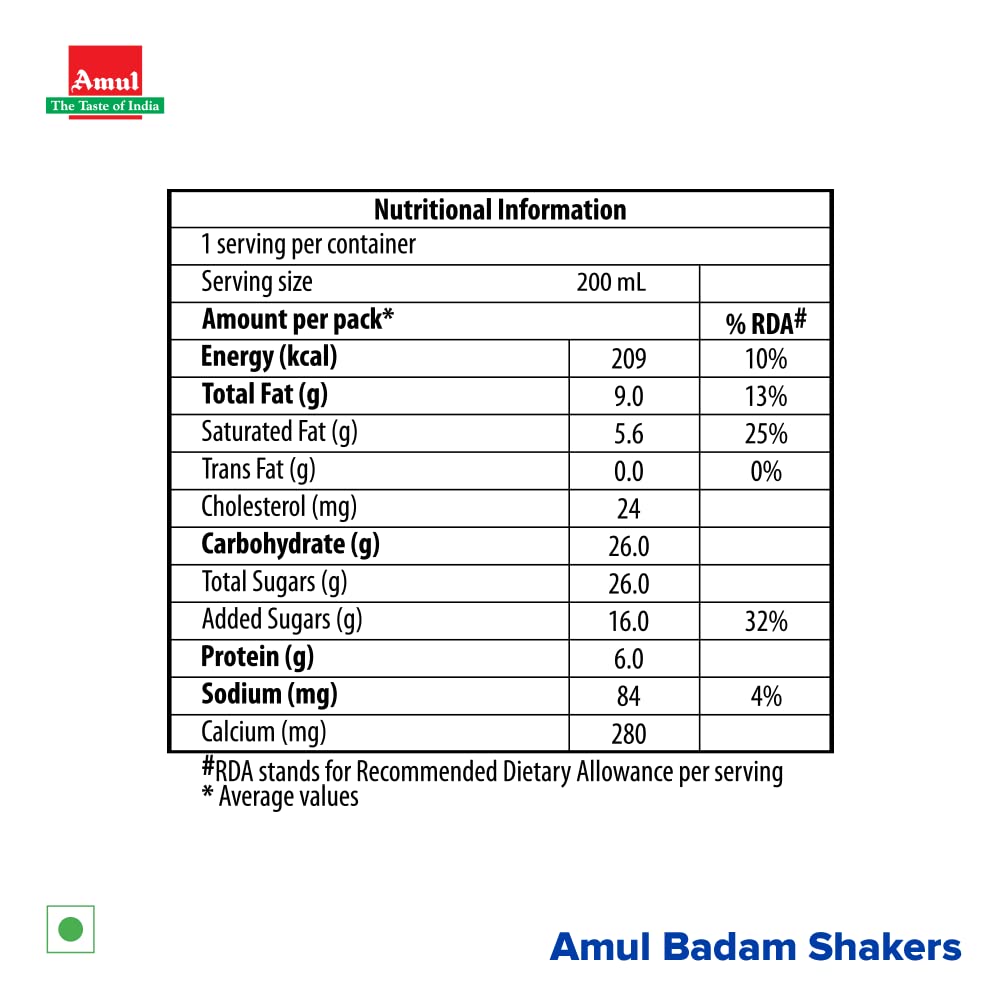Amul Badam Shakers, 200 ml