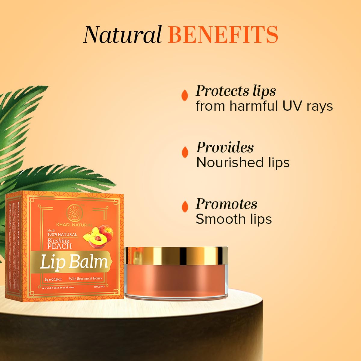 KHADI LIP BALM 8 GM PEACH