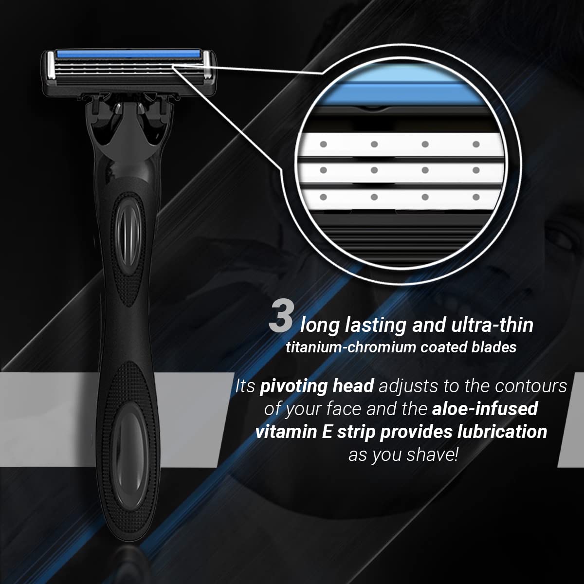 Zlade HyperGlide3 Shaving Razor For Men | Long Lasting Titanium and Chromium Coated Blades