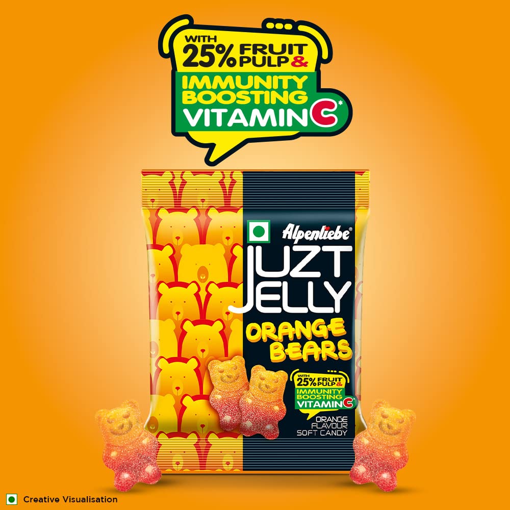 Alpenliebe Juzt Jelly, Orange Flavour Bears Pouch Pack