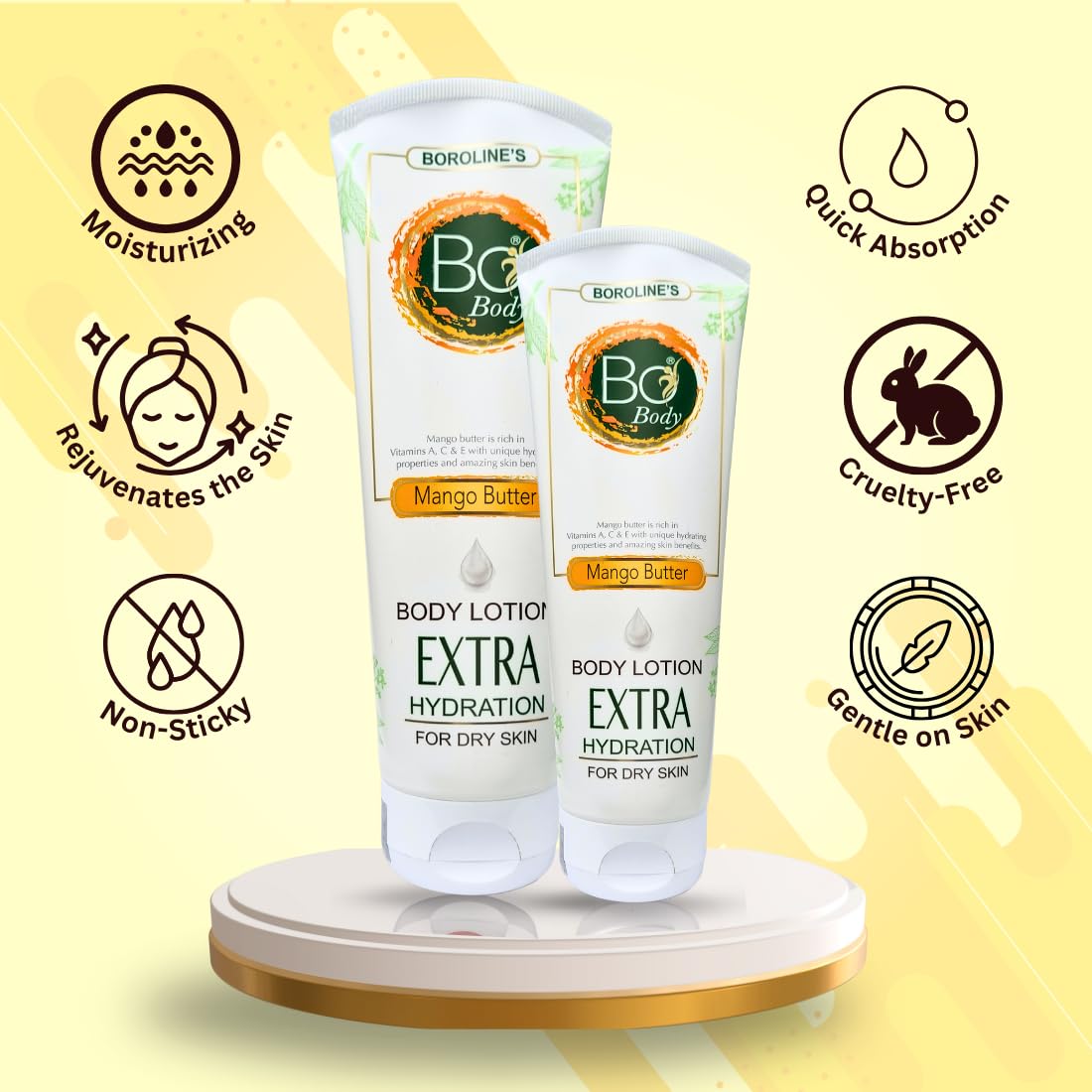 BOROLINE Bo Body Lotion 100 ml With Mango Butter + Antiseptic Ayurvedic Cream 100 gm, 24 hrs Deep Moisturizer For Dry Skin, Enriched With Lanolin Oil, Glycerin