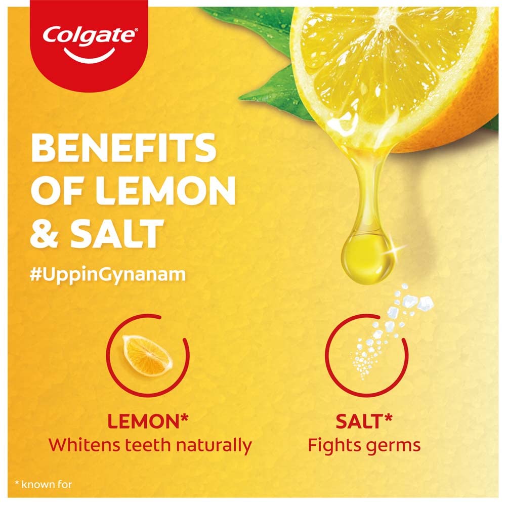 Colgate Active Salt Lemon Toothpaste, Germ Fighting, Tooth paste for Healthy Gums, Removes Yellowness of Teeth, 100g