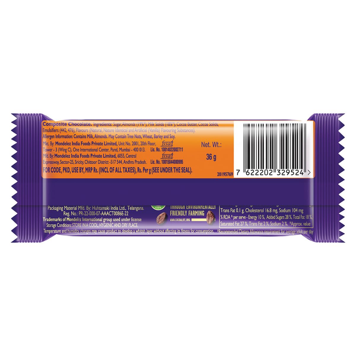 Dairy Milk Roast Almond Chocolate Bar,36 G