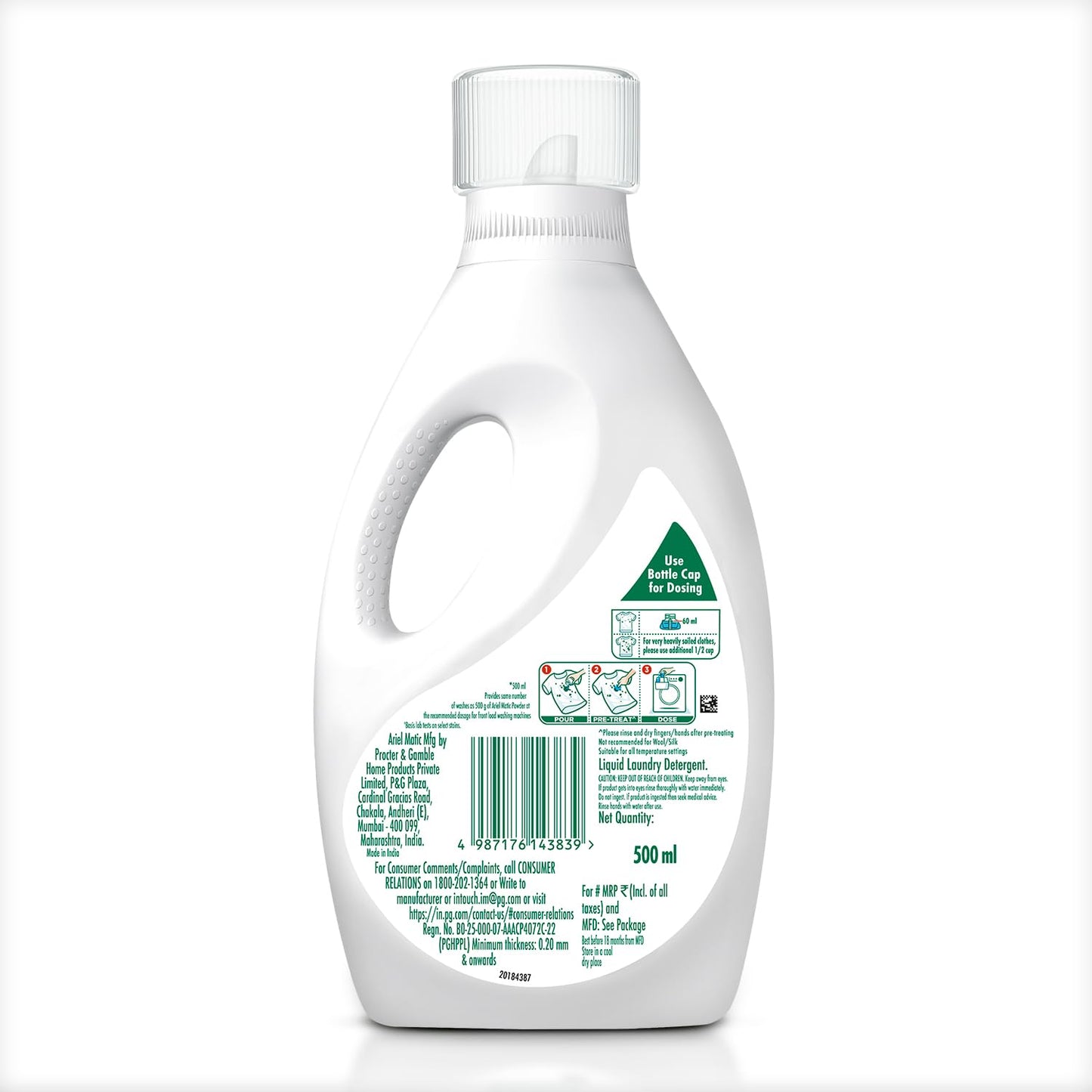 ARIEL MATIC LIQUID FRONT LOAD 500ML