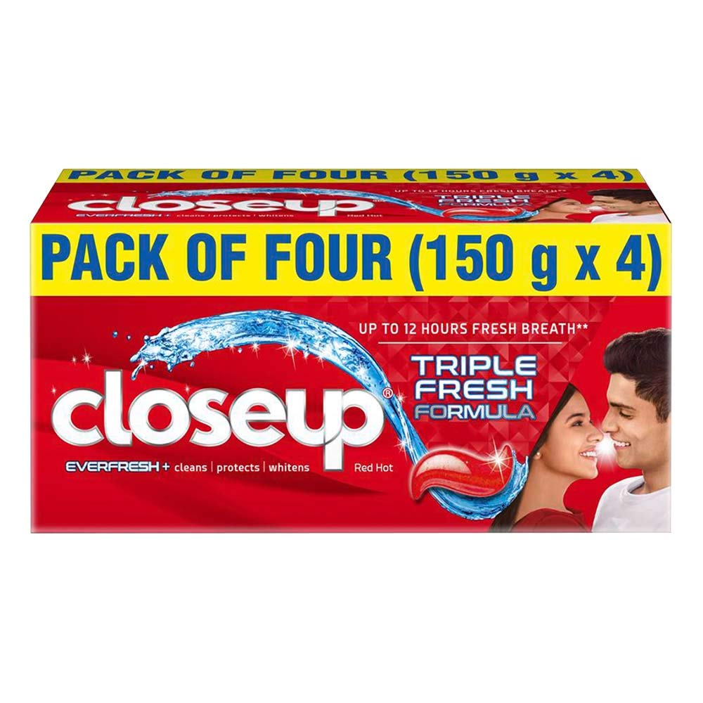 Closeup Everfresh+ Anti-Germ Gel Toothpaste Red Hot, 150 gm (Pack of 4)