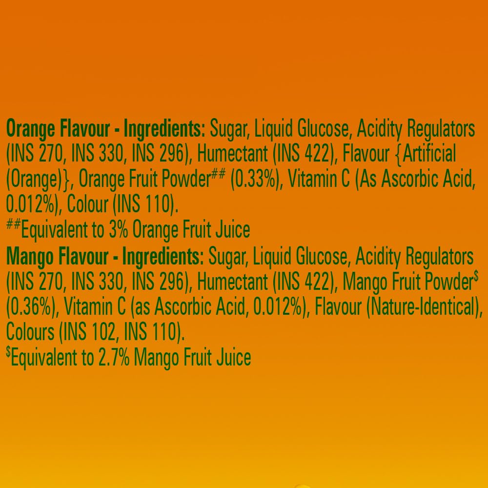 Alpenliebe Juicy Fills, Orange & Mango Flavour, Assorted Candy Pouch, 216 g