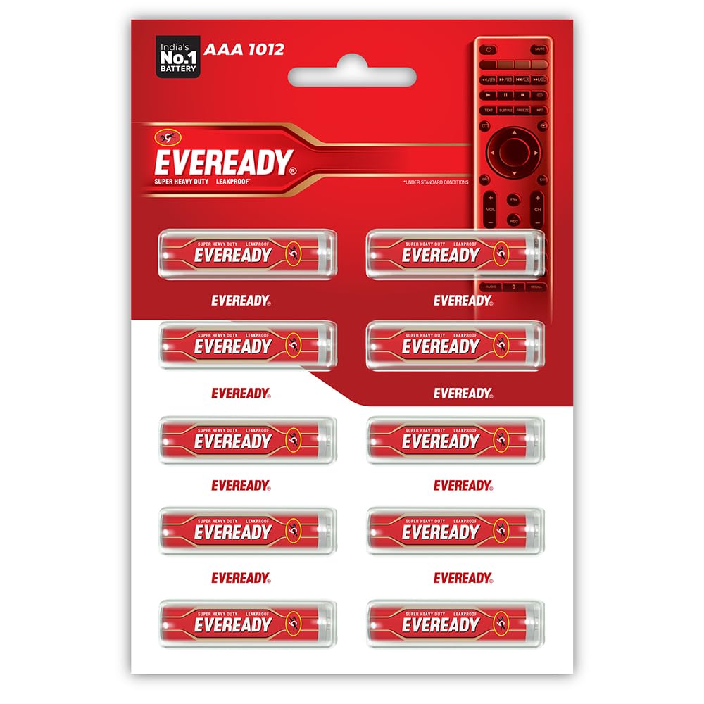 Eveready Carbon Zinc AAA Batteries | Pack of 10 | 1.5 Volt | Highly Durable & Leak Proof | AAA Battery for Household and Office Devices