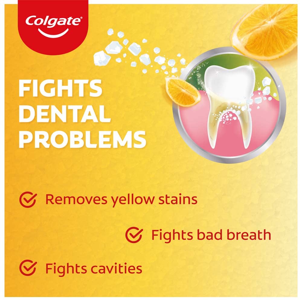 Colgate Active Salt Lemon Toothpaste, Germ Fighting, Tooth paste for Healthy Gums, Removes Yellowness of Teeth, 100g
