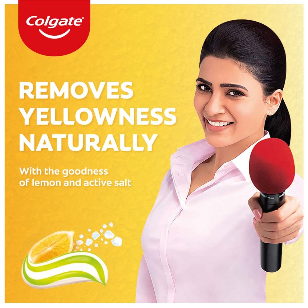 Colgate Active Salt Lemon Toothpaste, Germ Fighting, Tooth paste for Healthy Gums, Removes Yellowness of Teeth, 100g