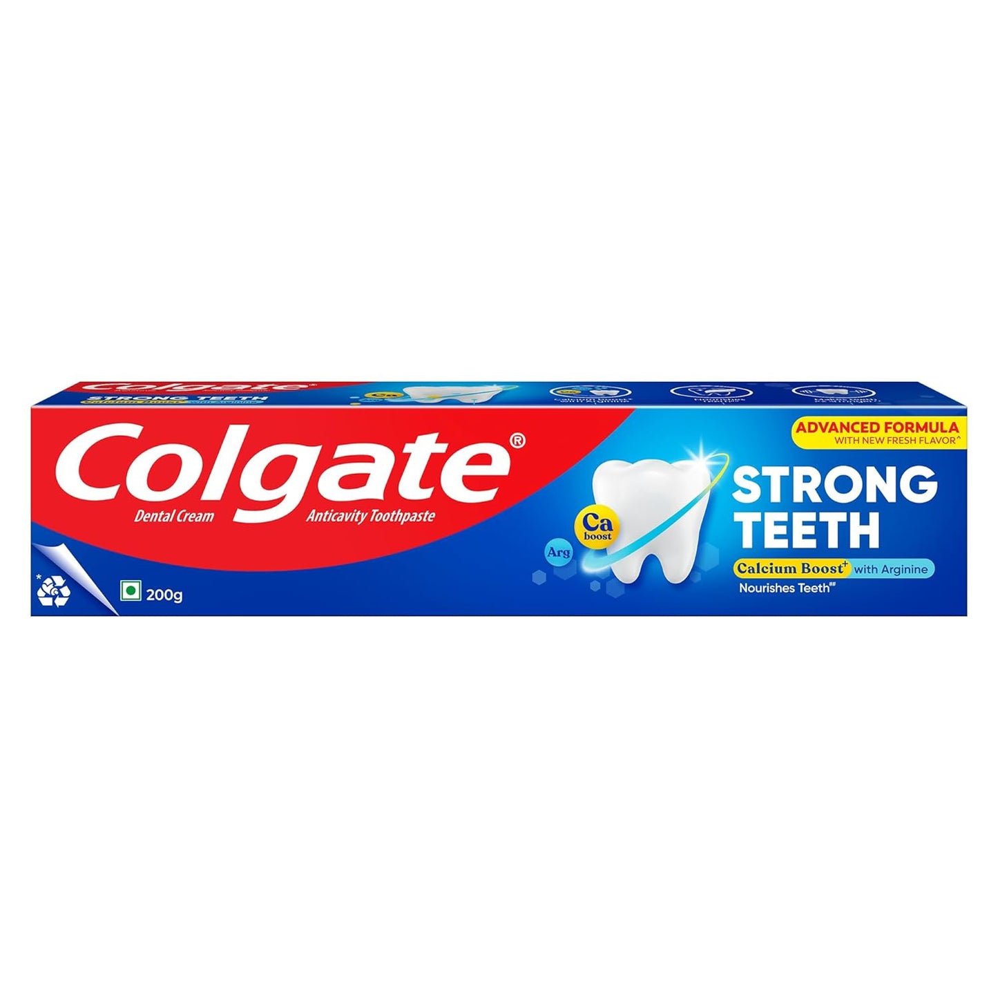 Colgate Strong Teeth, 200g, India s No: 1 Toothpaste Brand, Calcium-boost Tooth Paste for 2X Stronger Teeth, Whitens Teeth, Fresh Breath & Prevents Cavities