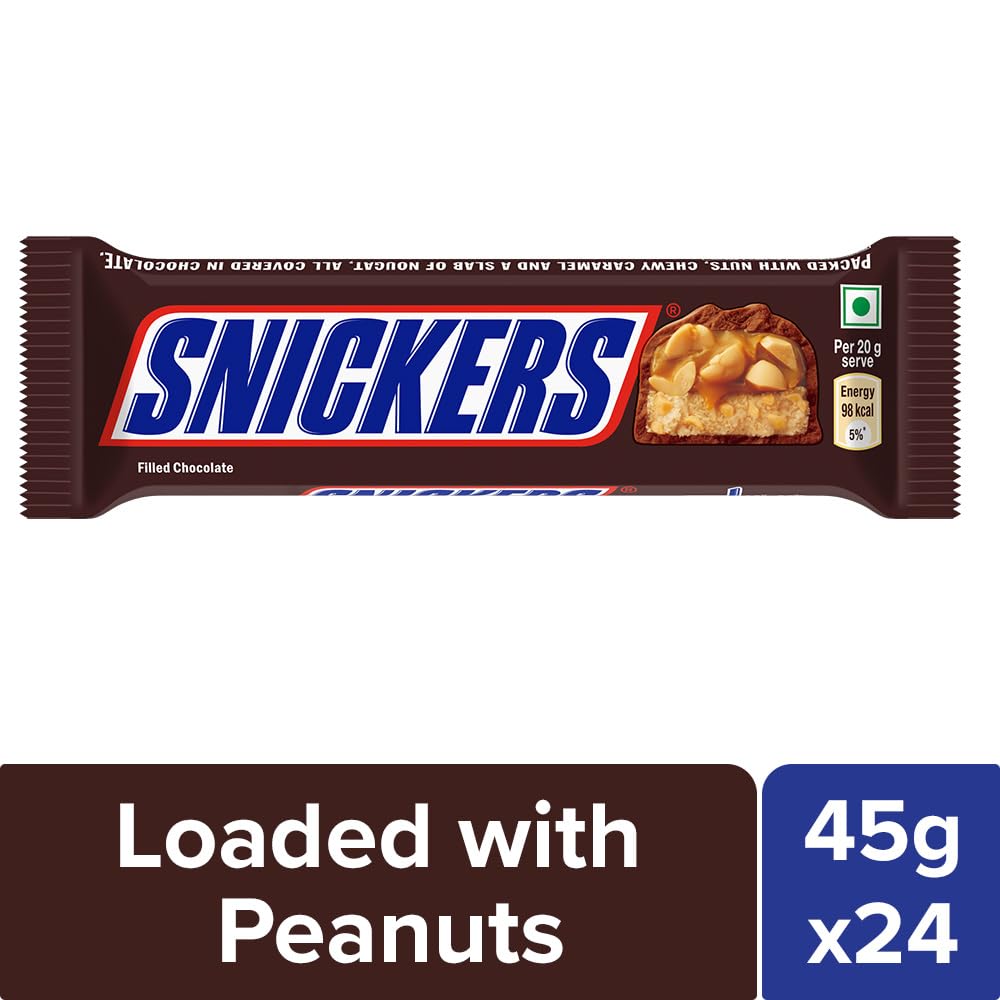Snickers Peanut Filled Chocolate Bar, Loaded with Delicious & Nutritious Roasted Peanuts, Nougat & Caramel, Nutty Chocolate Treat for Sharing