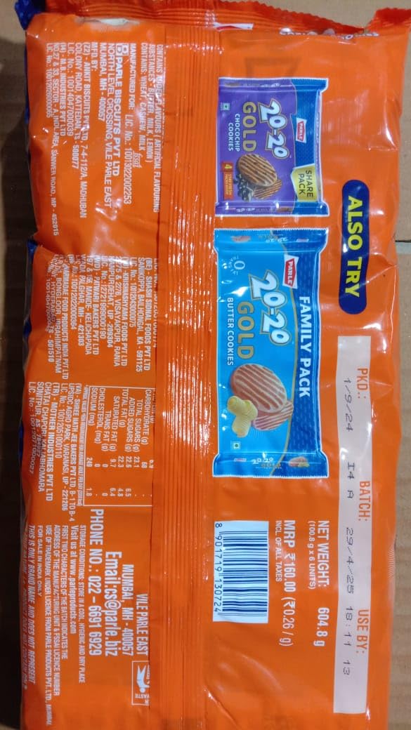 Parle 20-20 Gold Cashew Cookies RS.10