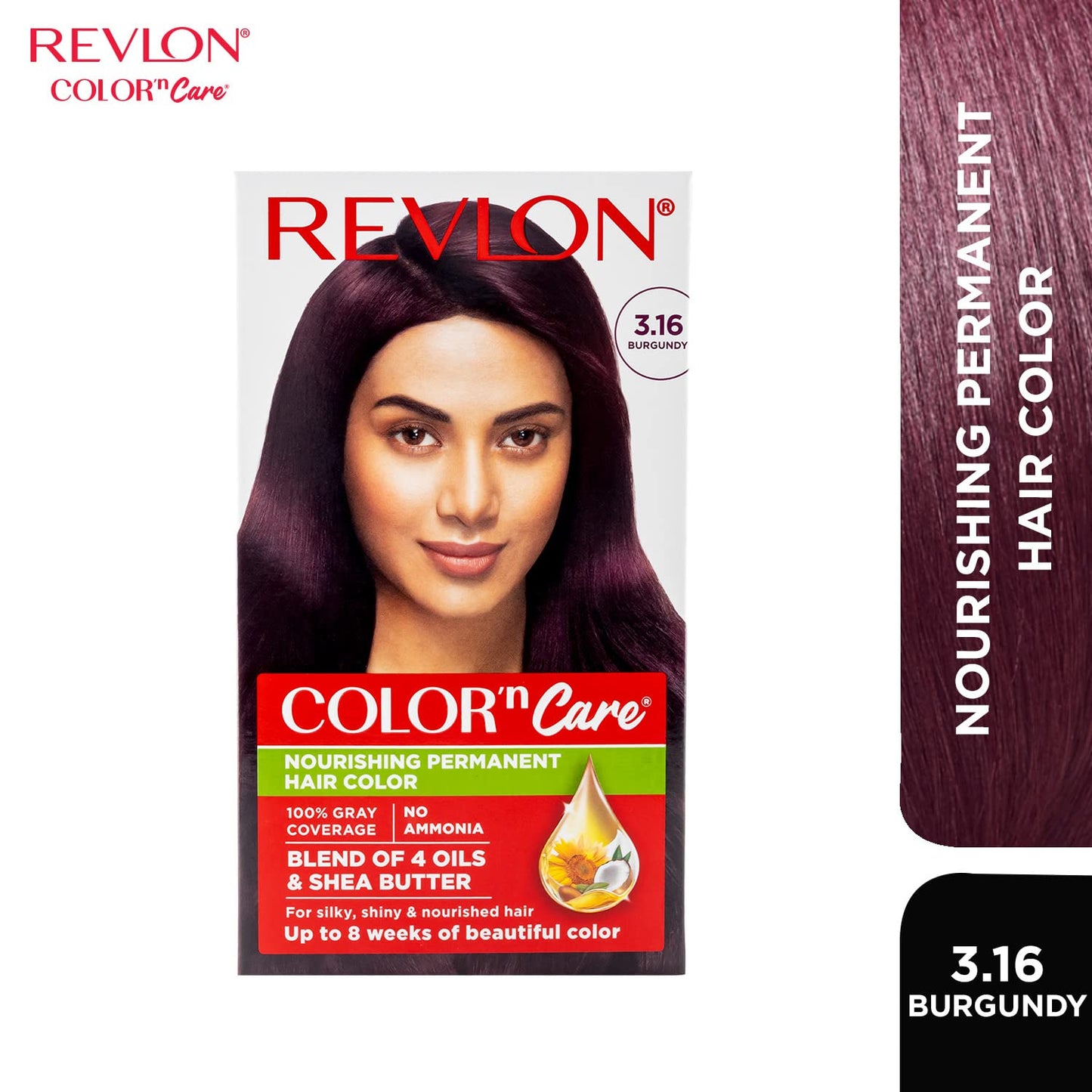 Revlon Color 'n Care Permanent Hair Color for Women -3.16 Burgundy | Blend of 4 oil's & Shea Butter| For Silky, Shiny & Nourished Hair | 100% Grey Coverage in 5 Minutes | Ammonia Free