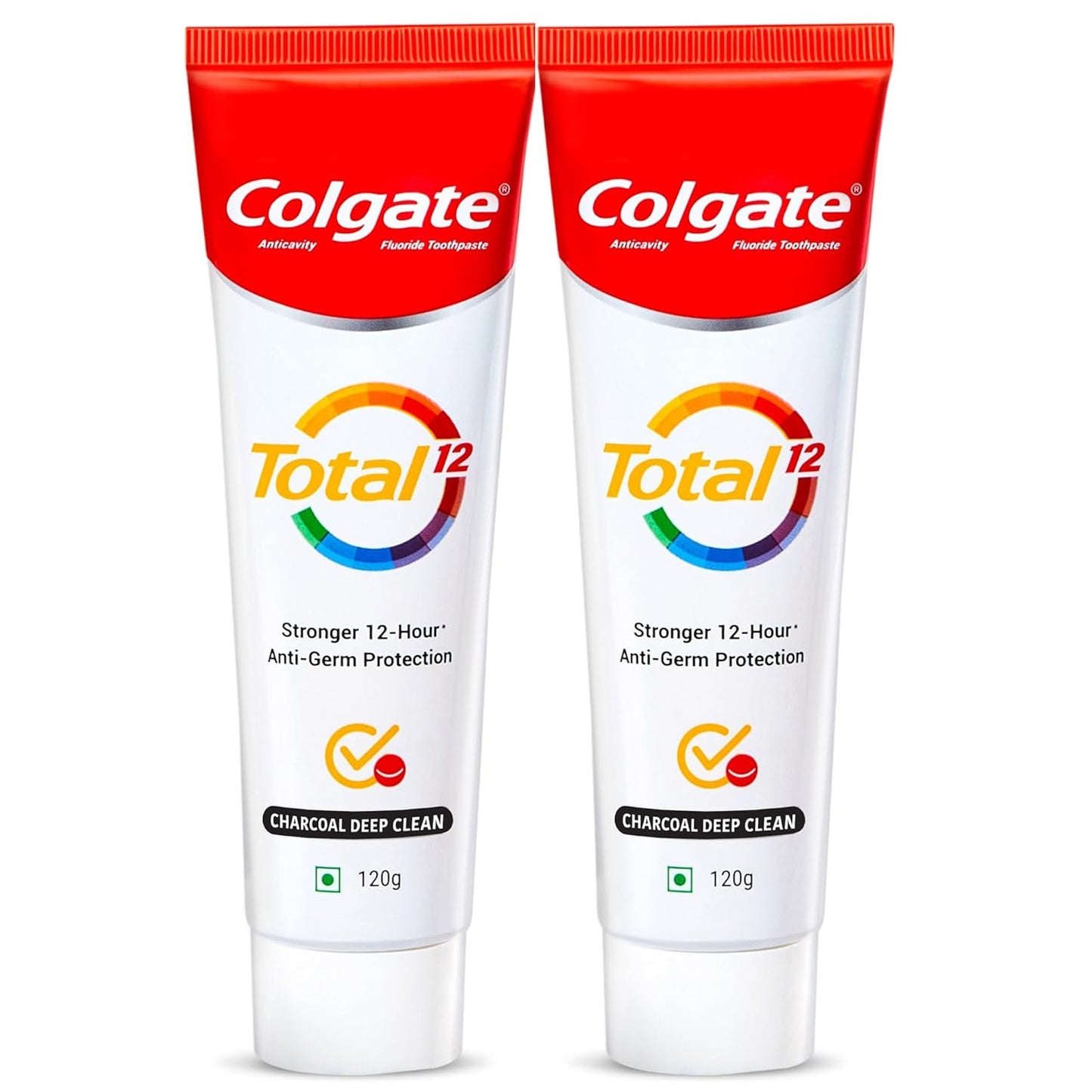 Colgate Total Whole Mouth Health, Antibacterial Toothpaste, 120gm + 120gm (240gm) (Charcoal Deep Clean, Saver Pack), World's No. 1* Germ-fighting Toothpaste