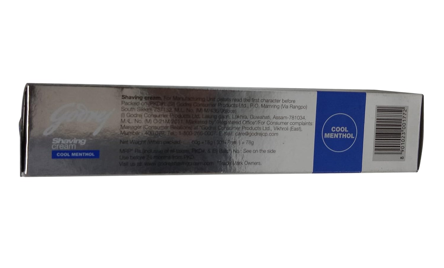 Godrej Shaving Cream - Cool Menthol, 78g Tube