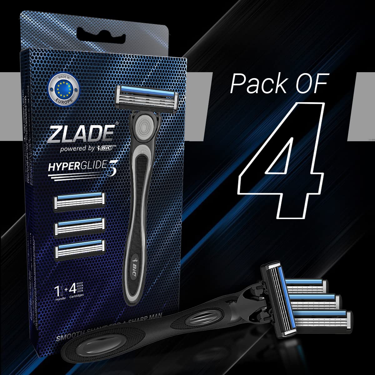 Zlade HyperGlide3 Shaving Razor For Men | Long Lasting Titanium and Chromium Coated Blades