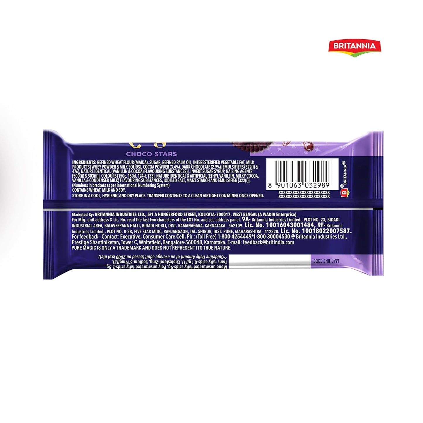 Britannia Pure Magic Choco Stars, Chunky Chocolate Topped Cookie, 68.9 Gram