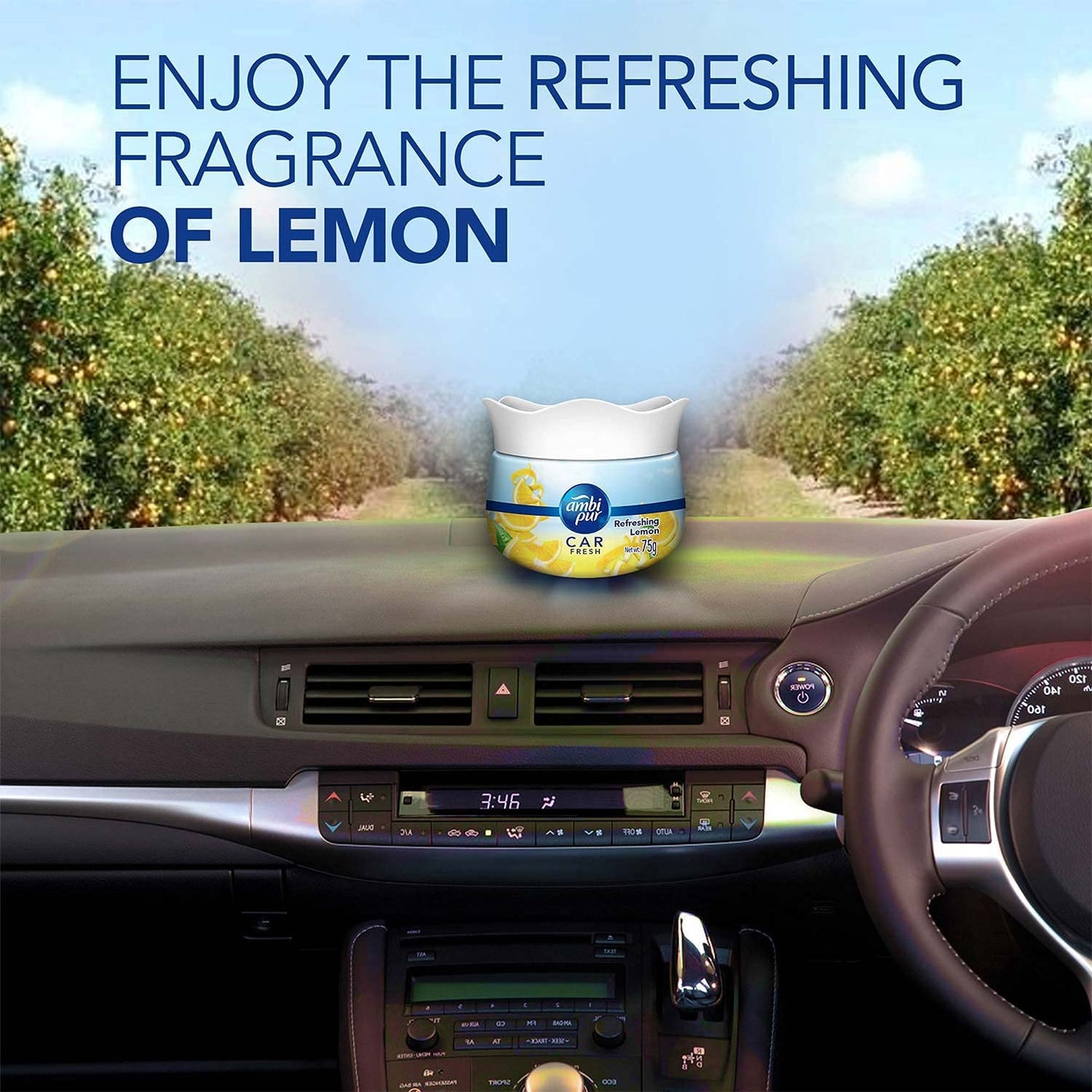 Ambi Pur Car Freshener Gel, Refreshing Lemon, 75 g