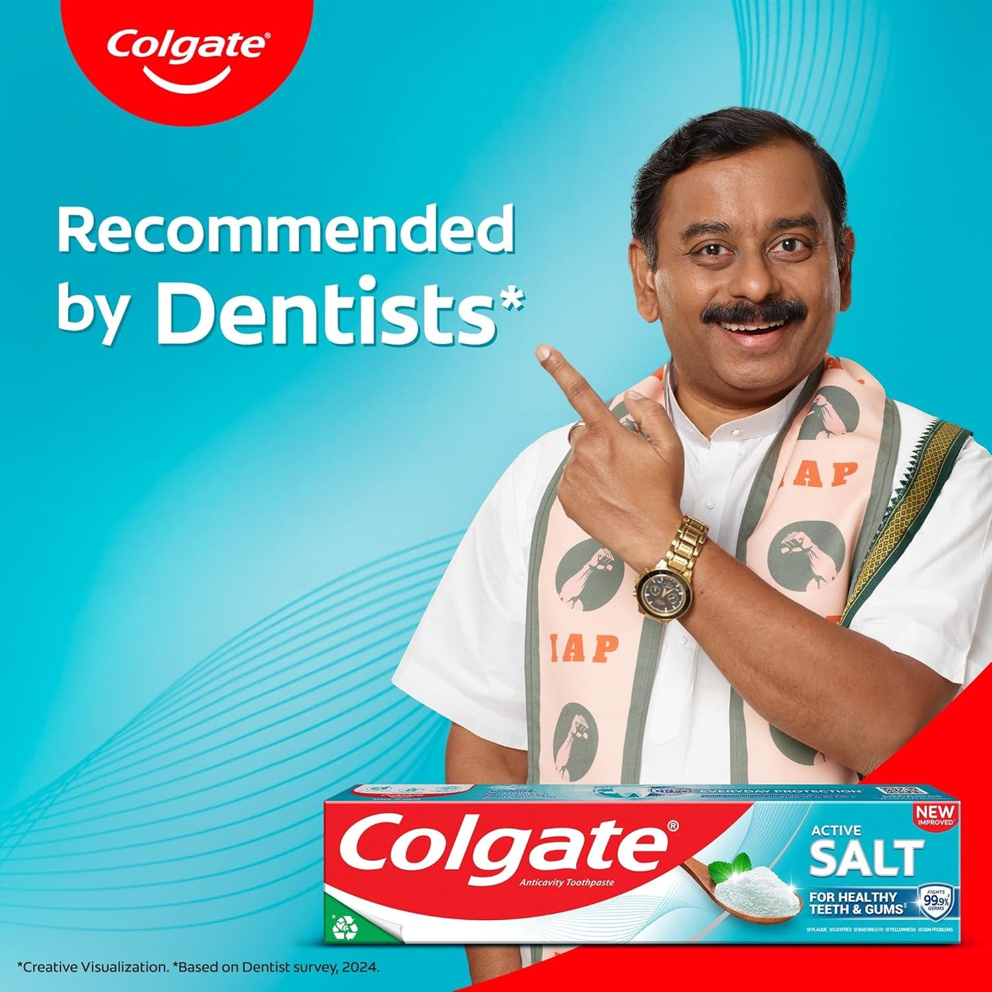 Colgate Active Salt Toothpaste, Daily Germ Protection, Pack of 100g, Toothpaste with Salt and Mint, Healthy Gums & Teeth, Tooth paste that Fights Germs & Provides Fresh Breath