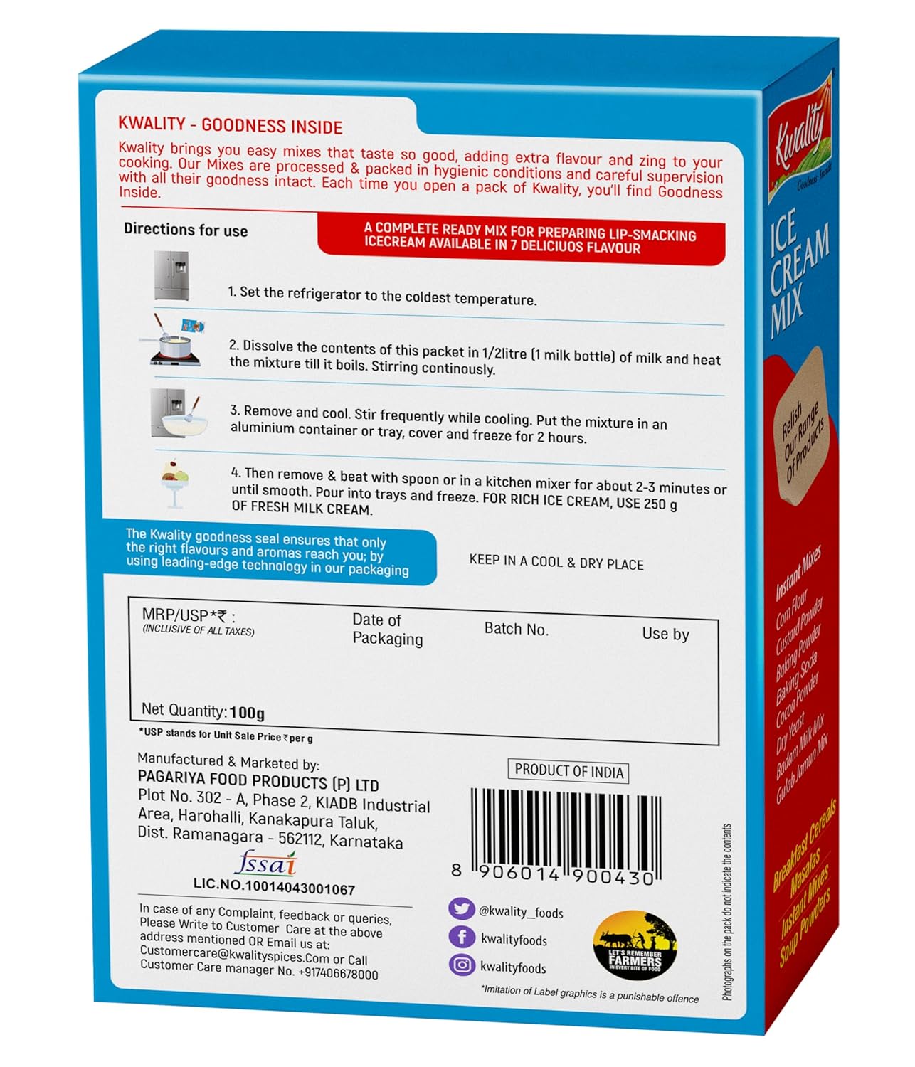 KWALITY Vanilla Ice Cream Mix 100g