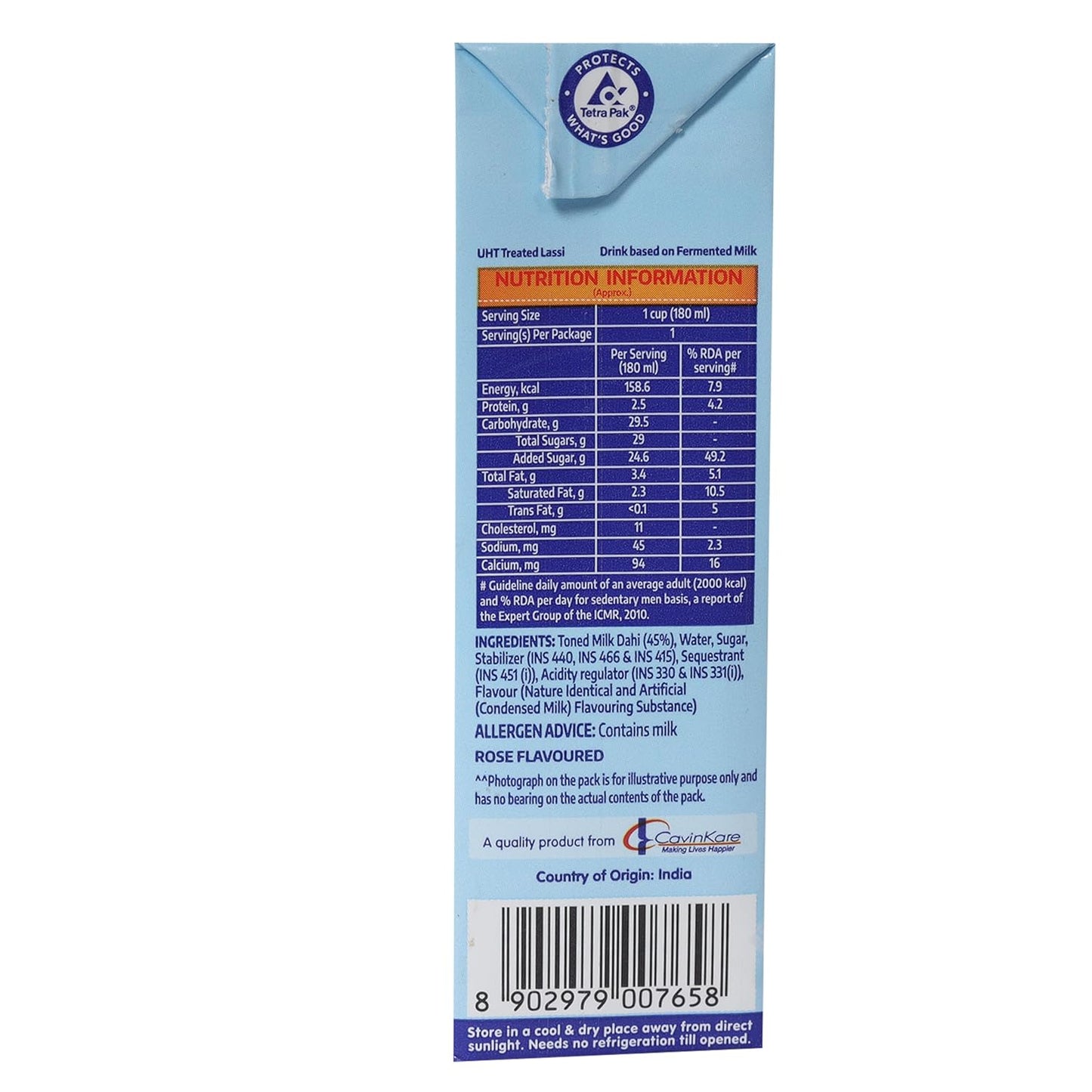 Cavin's Rose Lassi Enriched with Zinc, Vitamin A & D for Immunity Support 180ml
