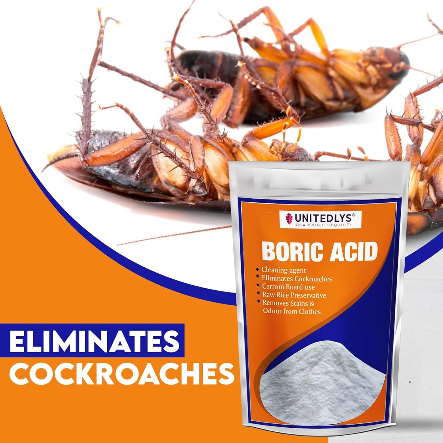 Unitedlys Multi-Purpose Boric Acid Powder 200G | 100% Pure Boric Acid Powder For Cockroaches | Exceptional Carrom Powder | Boric Acid Powder For Rice Preservation