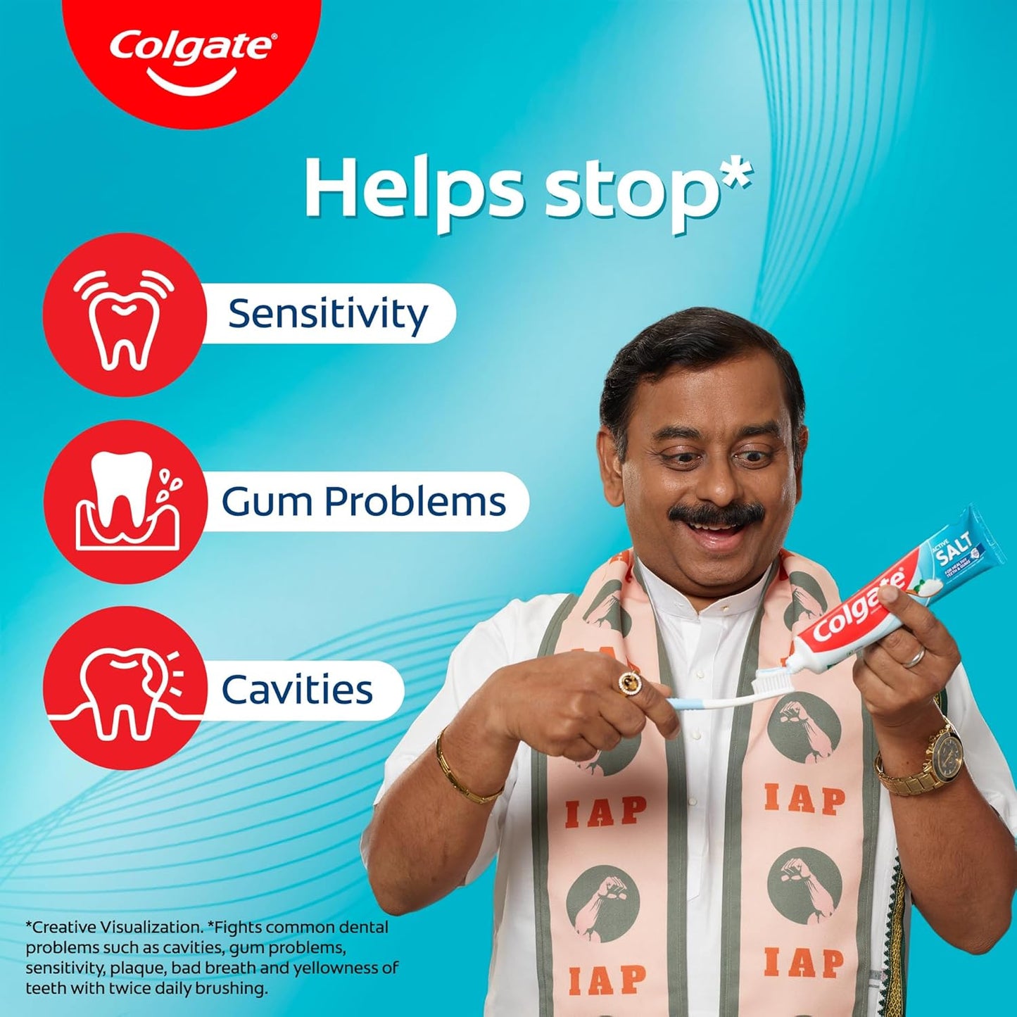 Colgate Active Salt Toothpaste, Daily Germ Protection, Pack of 100g, Toothpaste with Salt and Mint, Healthy Gums & Teeth, Tooth paste that Fights Germs & Provides Fresh Breath