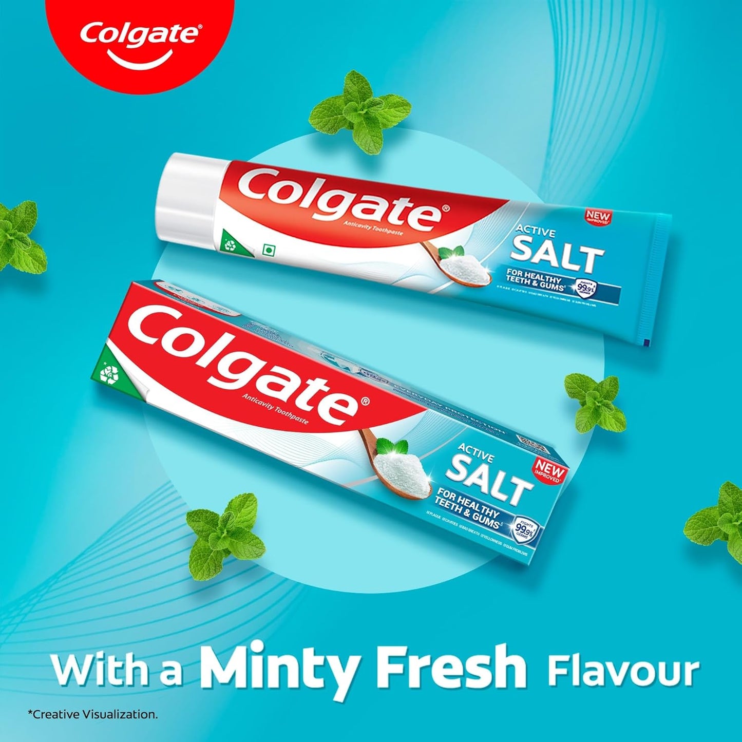 Colgate Active Salt Toothpaste, Daily Germ Protection, Pack of 100g, Toothpaste with Salt and Mint, Healthy Gums & Teeth, Tooth paste that Fights Germs & Provides Fresh Breath