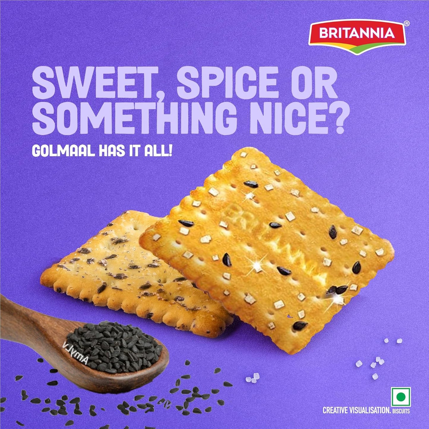 Britannia 50-50 Golmaal Light Crackers with Kaala Jeera Biscuits, 200g