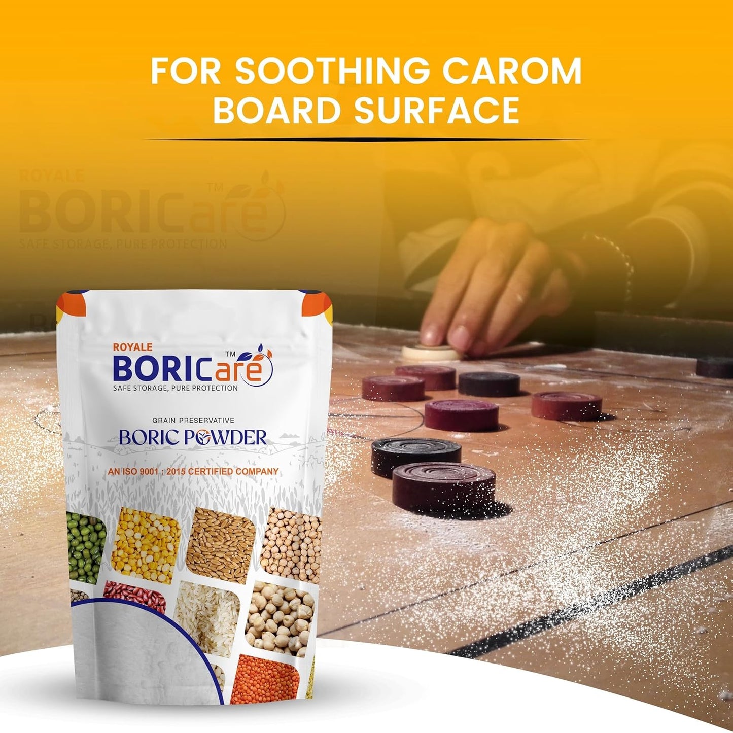 BORICare Boric Acid Powder, 100g - Multipurpose Boric Acid Powder, 99.5% Pure Boric Acid Powder, For Grain Preservation, Rice, Pulse Preservation, Carrom Board Powder & Cockroach Repellent, Pack of 1