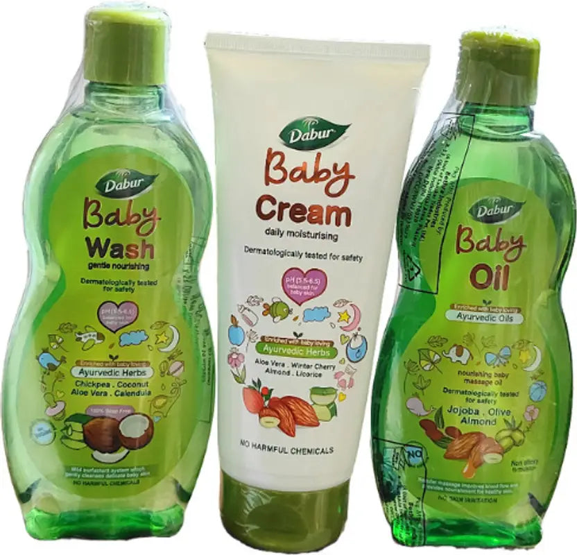 Dabur BABY CREAM 200G+ BABY OIL 200ML+BABY WASH 200ML  (Multicolor)