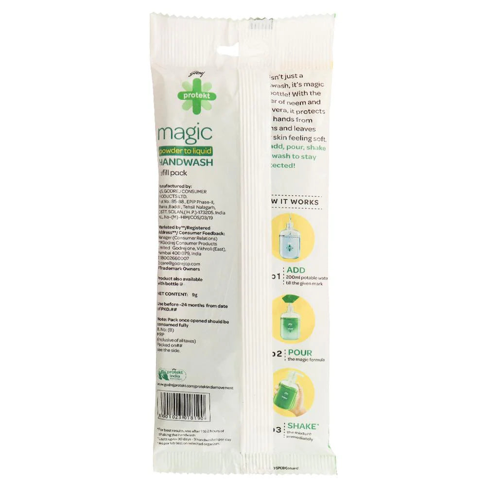 Godrej Protekt Magic Neem & Aloe Vera Powder to Liquid Handwash 9 g