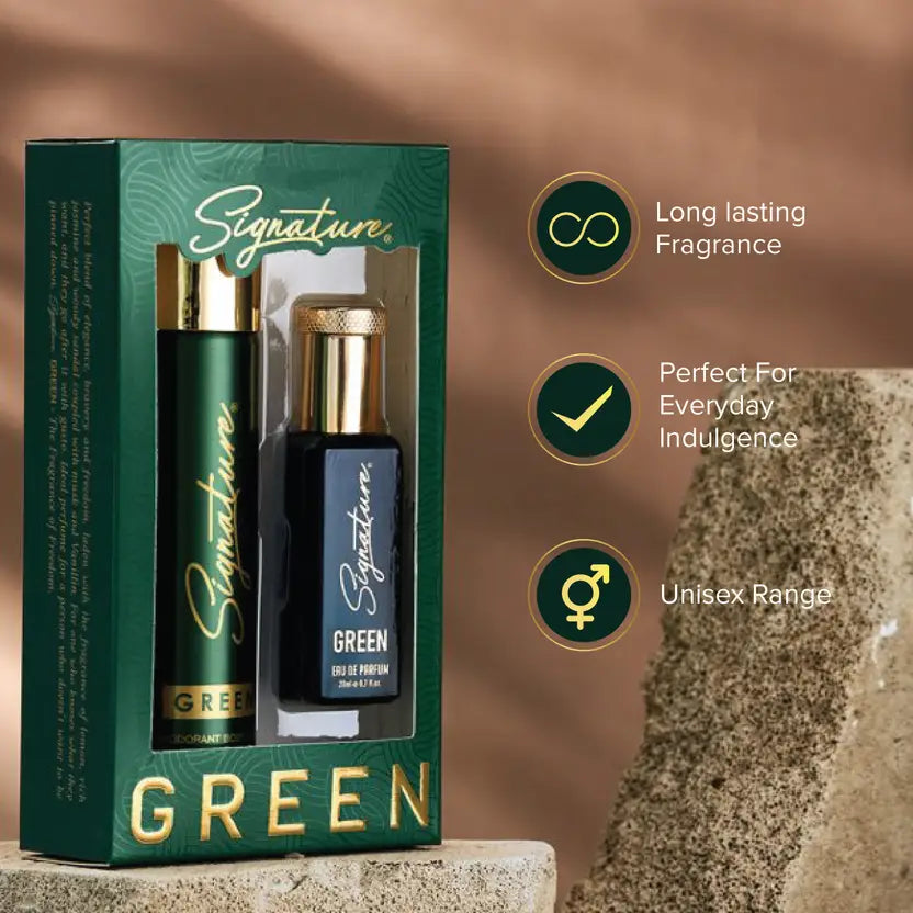 SIGNATURE Green Perfume 20ML & Green Deodorant 70ML |Floral Amber | Festival Gift Pack