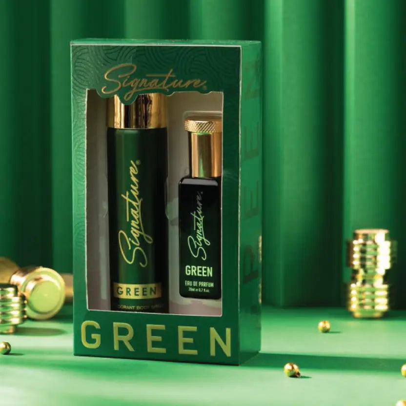 SIGNATURE Green Perfume 20ML & Green Deodorant 70ML |Floral Amber | Festival Gift Pack