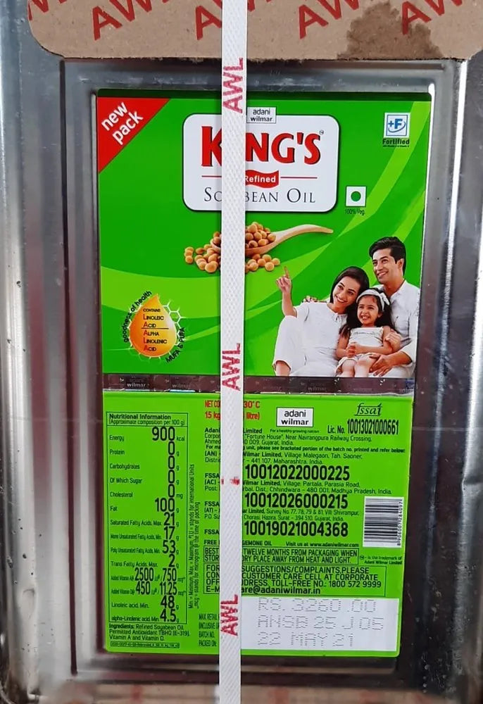KINGS SOYA OIL 15KG TIN