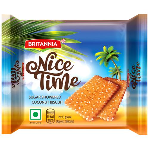 Britannia Nice Time Sugar Showered Coconut Biscuit, 59.4 g