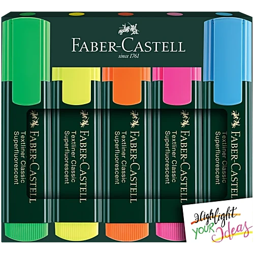 Faber castell Text Liner Pen - Assorted, Super fluorescent Highlighters