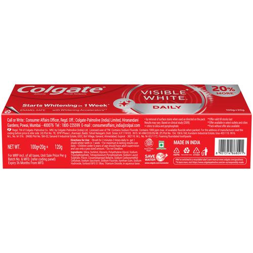 Colgate Visible White Toothpaste - Sparkling Mint, 100 g