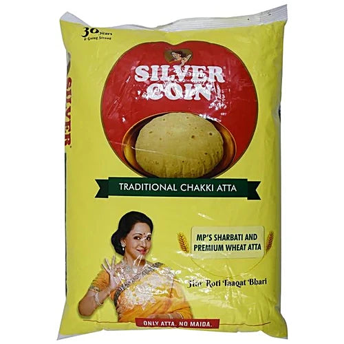 Silver Coin Traditional Chakki Atta, 5 kg Pouch